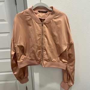 Zara Light Pink Cropped Bomber
